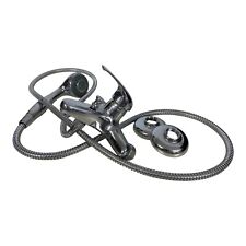 RUBINETTO MISCELATORE VASCA DA BAGNO in METALLO CROMATO doccino DOCCIA e tubo