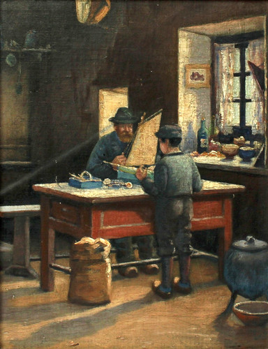 Dipinto olio tela officina