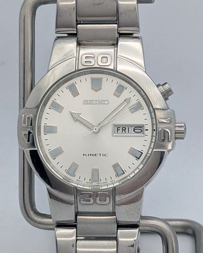 Seiko kinetic 5m43 0e90 silver - seiko, 5m43-0e90