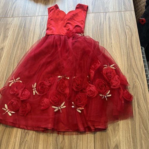Vestito rosso bambina fiori - rosso,