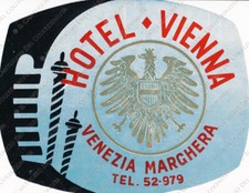 MARGHERA Hotel VIENNA turismo Venezia etichetta bagaglio adesivo pubblicitario