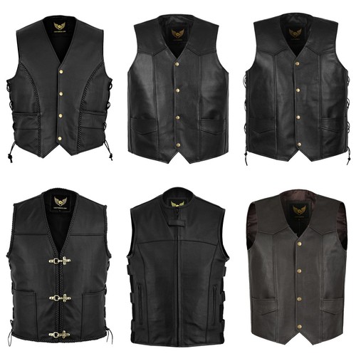Gilet pelle biker classico