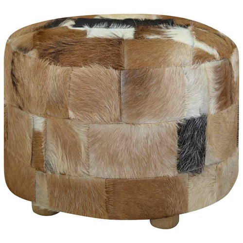 Pouf rotondo pelle capra - rotondo, di