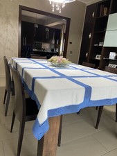 Tovaglia da Tavola Artigianale in Lino con Inserti all’uncinetto