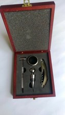 Set da Sommelier in Cofanetto di legno per Vino con 5 accessori 