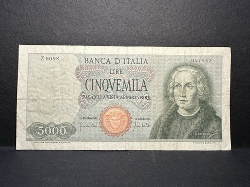 Banconota 5000 lire - lire, colombo