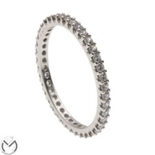 Anello veretta in oro bianco 18 Kt 750 zirconi -734/ST-