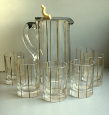 SET BROCCA VETRO COCKTAIL COPERCHIO ARGENTO PUNZONATO 6 BICCHIERI ART DECO' '900