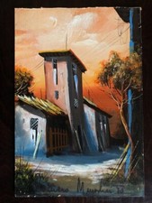 MUSSOLINI ROMANO - olio 20x30 - Paesaggio Borghetto 1970 - Certificato GARAVINI