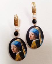 Orecchini Arte "Ragazza Con L'orecchino Di Perla" Di Vermeer E Perla E Onice