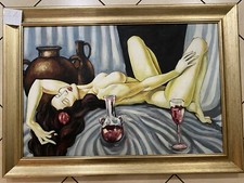 Quadro Olio Su Tela Donna Nuda