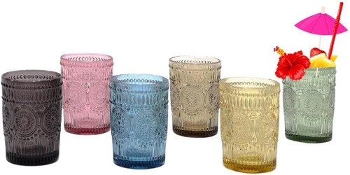 Set bicchieri vetro colorato - set, 6