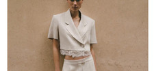 ZARA BLAZER CORTO PIZZO beige