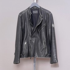 ALL SAINTS Giacca Pelle EXTRA LARGE Uomo Nero XL Biker Bomber Celebrità ALBERO