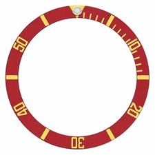INSERTO LUNETTA PER OROLOGIO SUBMARINGER PLASTICA MODELLO 5508, 5512, 5513 FONT ORO ROSSO