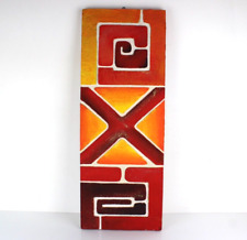 Quadro in Legno e Gesso Stile Etnico Colorato Opera Realizzata a Mano Vintage