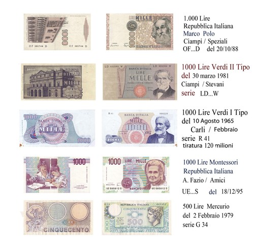 1000 lire verdi e 2 - 1000,