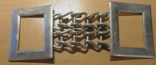 BOUCLE de CEINTURE ART DECO ancienne CADRES ENCHAÎNES métal argenté 13cmX 5cm