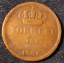 RARO Regno delle due Sicilie - 3 tornesi 1851 Ferdinando II Molto Rara R2