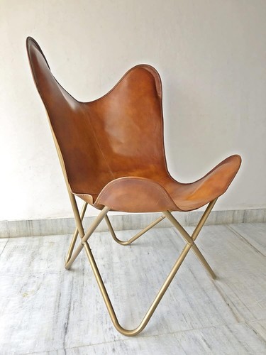 Sedia pelle farfalla vintage
