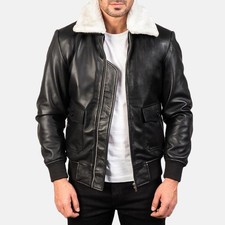 Bomber da uomo in pelle nera