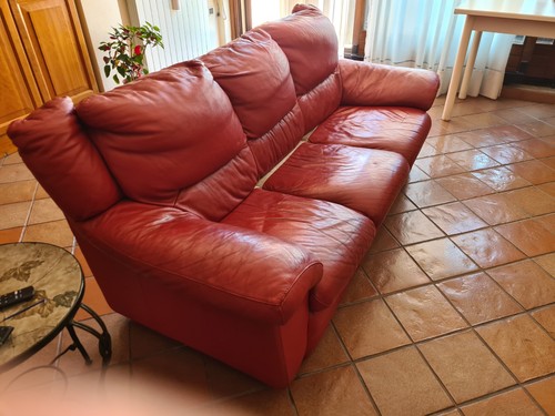 Divano posti pelle rosso - divano, 3