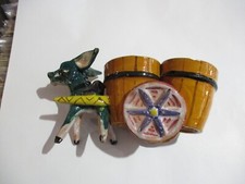 porta sale pepe ceramica policroma decoro mano ASINO CON BOTTI - VIETRI anni 50