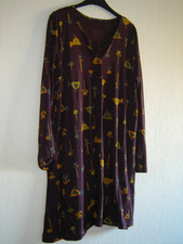 Abito tunica nuovo senza etichette *Gudrun Sjoden* splendido 'Bofink' uccellini e fiori jersey M