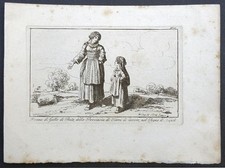 Bartolomeo Pinelli 1816 stampa antica acquaforte rara gallo di prato caserta