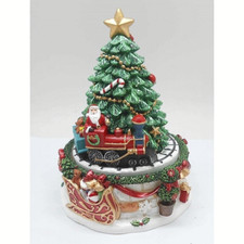 CARILLON MECCANICO ALBERO CON TRENINO BABBO NATALE Cm.16H MELODIA O ALBERO 61010