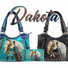 Zelris Set Portafoglio Donna Western Country Dakota Cavallo Pony Nascosto Tote Borsetta