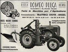 PUBBLICITA' 1952 TRATTORE STEYR DISEL 30/35  HP PULGA ROMEO ROMA AGRICOLTURA