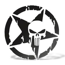 Sticker TESCHIO STELLA MILITARE ARMY Adesivo Decal Casco Auto Moto Teschio PVC