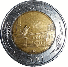 Moneta da 500 lire anno 1989