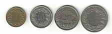 4 MONETE SVIZZERE -1 FRANCO