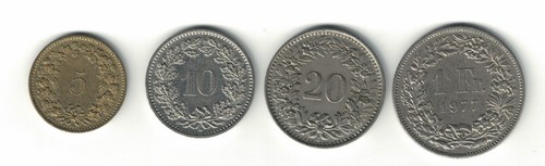 Monete svizzere 1 - 4, franco