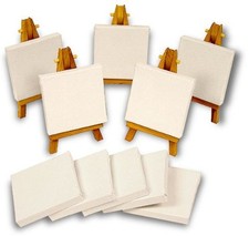 CAVALLETTO IN LEGNO 16cm & TELA 7,5cm x 7,5cm MINI SET ARTISTA PER DISPLAY & SEGNI mb