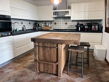 Isola Cucina + piano snack PATRIZIA INDUSTRIAL in legno 140x110xh90cm SU MISURA