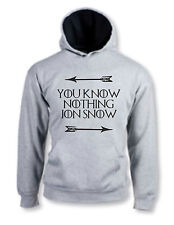 FELPA HOODIE YOU KNOW NOTHING JON SNOW GAME OF THRONES TRONO DI SPADE STARK