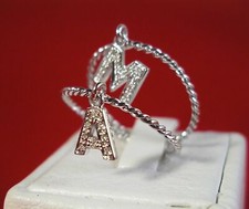 Anello charms lettera iniziale Oro bianco 18 kt Diamanti Certificato confezione