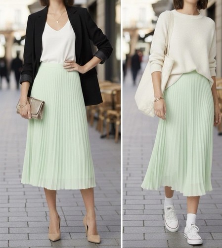 Gonna midi verde zara taglia - gonna,