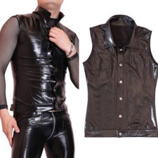 Mens Faux Leather Biker Wet