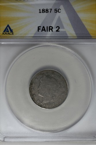 1887 anacs fair 2 - .05, liberty
