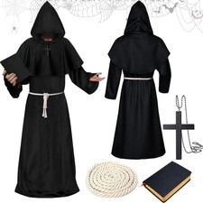 Costume Da Monaco Prete, Frate Medievale Rinascimentale - Mantello Con Corda in 