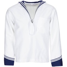Italiano Maglia Marinaio Originale Camicia Marino Bianco Blu Tgl 50-56