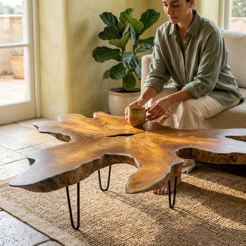 Tavolino teak radica - tavolino,