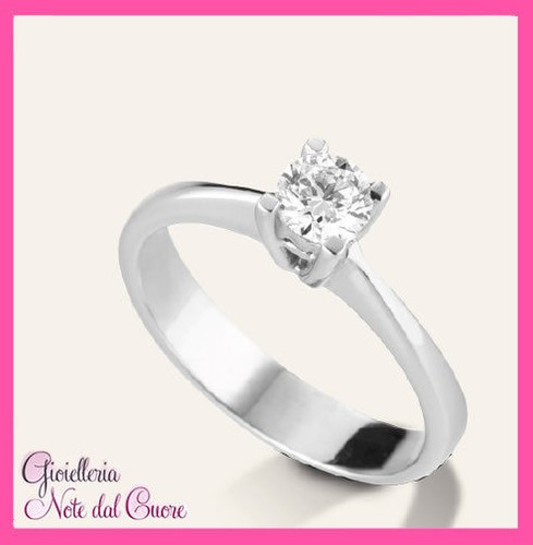Anello solitario oro bianco - anello,