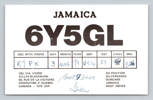 Ham radio qsl 6y5gl - radio,