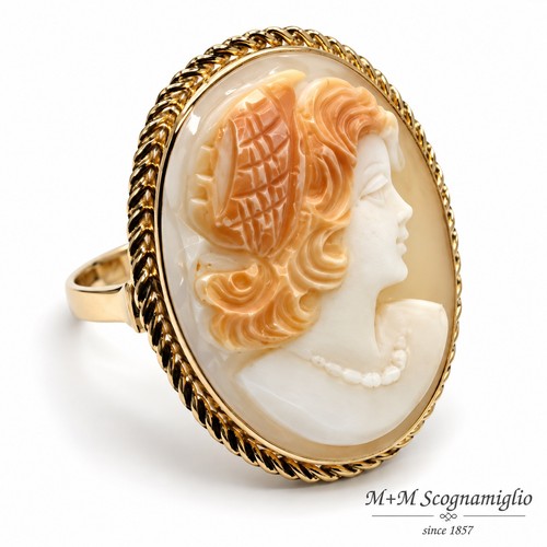 Anello cammeo corniola - cammeo, testa