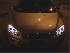 FARI LENTICOLARI CROMO FORD FOCUS 2 ANGEL EYES   LED DAL 01/2005 AL 02/2008